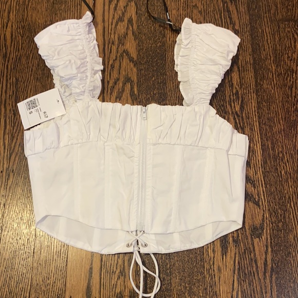 NWT Forever 21 Pleated Lace-Up White Crop Top - Picture 11 of 11